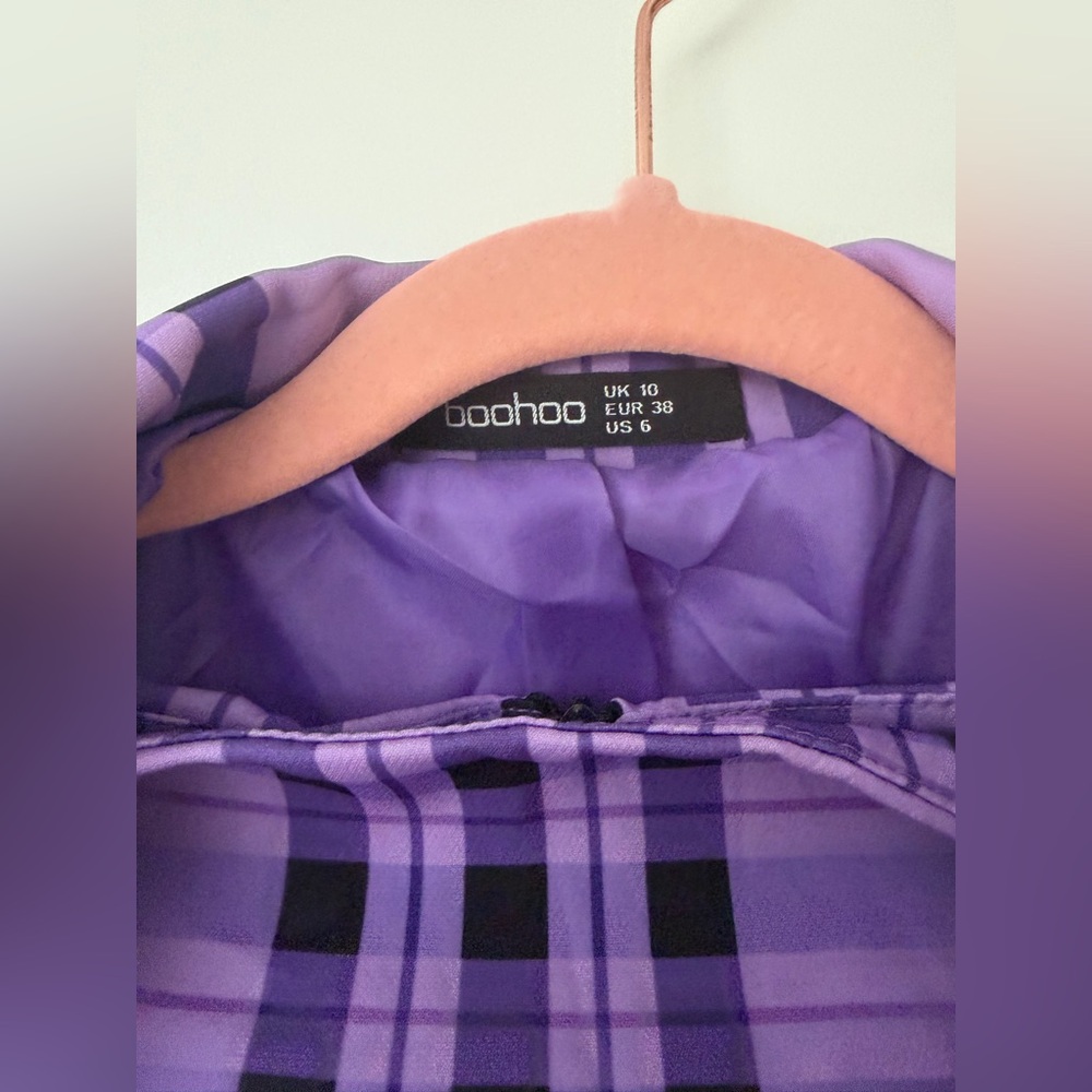 Purple Plaid Double-Breasted Blazer Jacket & matching mini skirt - Picture 5 of 13